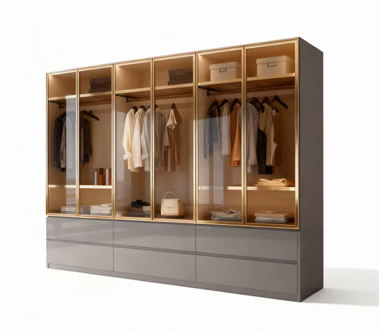 Kleiderschrank Luxemburg 6-Türig Glastüren