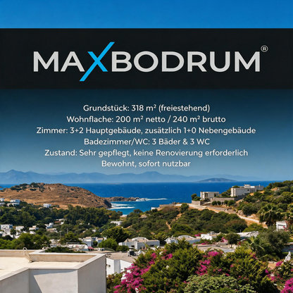 Steinvilla in Gümüşlük, Bodrum Freistehend & Bezugsfertig
