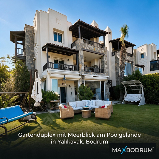 Gartenduplex mit Meerblick am Poolgelände in Yalıkavak, Bodrum