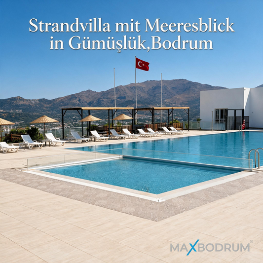 Strandvilla mit Meeresblick in Gümüşlük, in Bodrum
