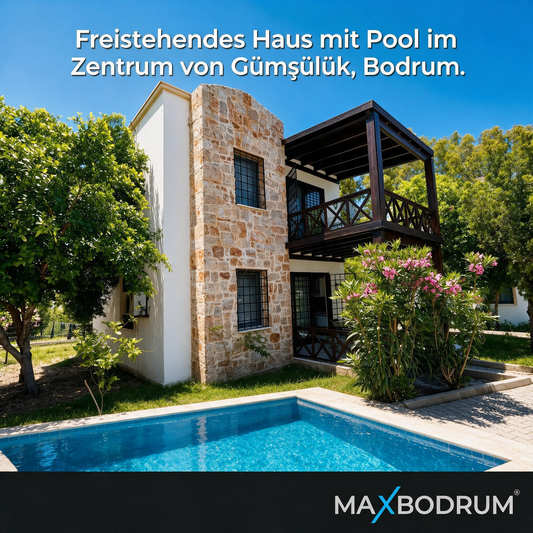 Freistehendes Haus mit Pool im Zentrum von Gümüşlük, Bodrum